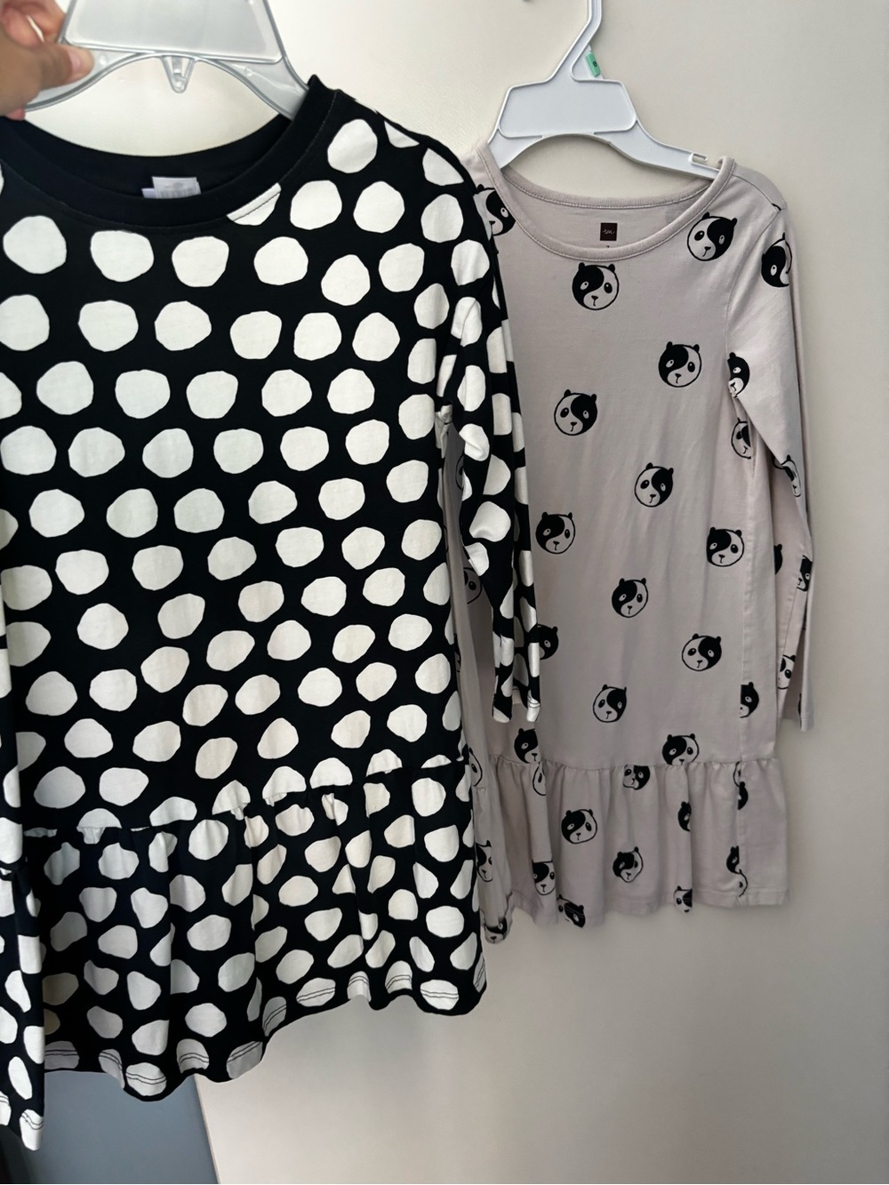 Kids Black & White Polka Dot Long-Sleeve Dress size 6-7, and 7